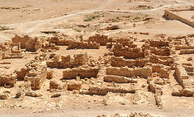 Image showing Ruins of ancient Masada fortress in the desert