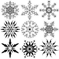 Image showing Set of vintage snowflakes