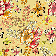 Image showing Yellow seamless floral pattern 