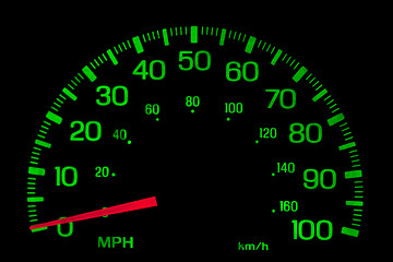 Image showing Speedometer on black isolated