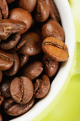 Image showing Half of cup with coffee above view closeup