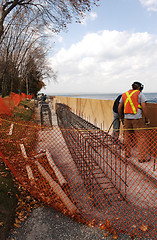 Image showing Construction on the lake.