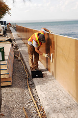 Image showing Construction on the lake.