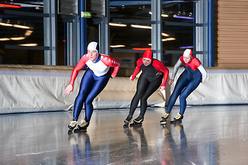 Image showing Three speed skaters