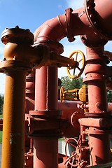 Image showing Colorful Old Gasworks Pipes