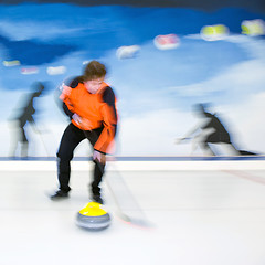 Image showing Curling brooming