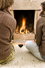 Image showing Enjoying the fire