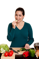 Image showing Woman cooking in kitchen