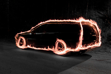 Image showing Flaming car