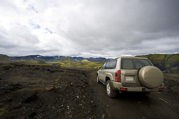 Image showing Driving in Landmannarlaugar