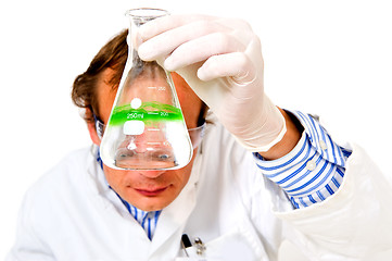 Image showing Examining an erlenmeyer