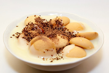 Image showing pudding with biscuit and granulation cacao