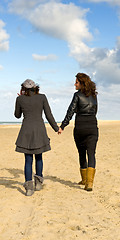 Image showing Girlfriends on beach