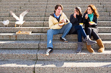 Image showing Eating fish and chips