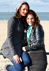 Image showing Two women on the beach