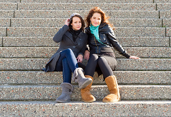 Image showing Women on steps