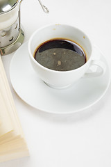 Image showing Espresso coffee and book