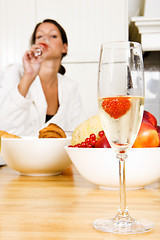 Image showing Champagne glass with strawberry