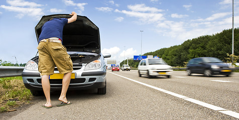 Image showing Mortorway car trouble