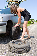 Image showing Changing a tire