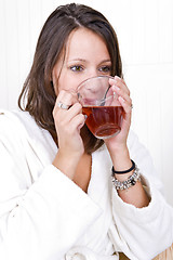 Image showing Woman drinking tea