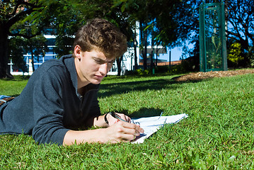 Image showing Homework in the park