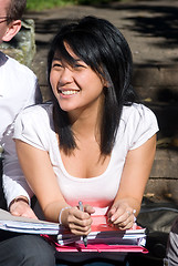 Image showing Student sitting on steps