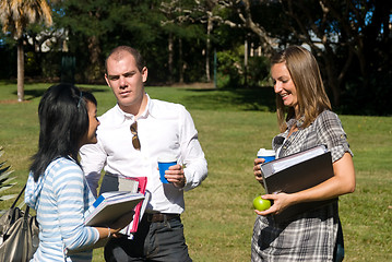 Image showing Conversing students