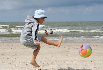 Image showing Playing at the Beach