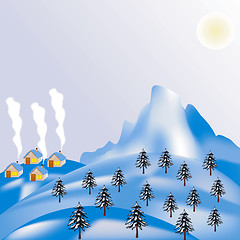 Image showing Small village in wood in winter