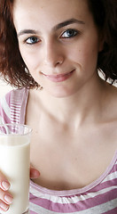 Image showing Young people eating milk with cereals