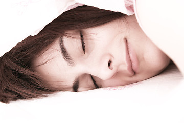 Image showing Beautiful young woman sleeping.