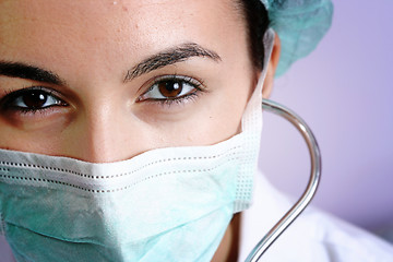 Image showing Young doctor with stethoscope.