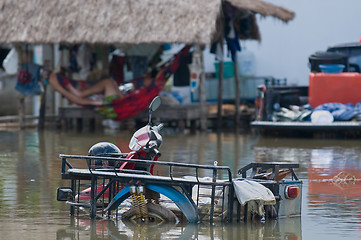 Image showing Flooded motorbike in Thailand