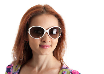 Image showing Portrait of the beautiful girl in sunglasseses