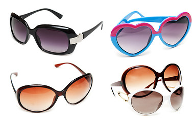 Image showing Collage sunglasses on white background