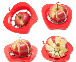 Image showing Red apple and special knife