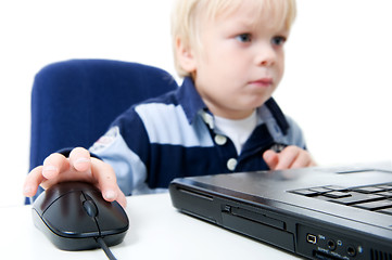 Image showing Young Boy Using Laptop