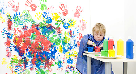 Image showing Getting finger paint