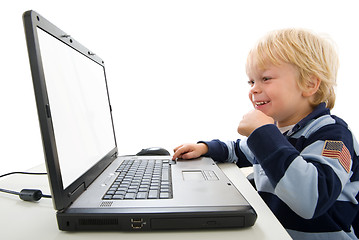 Image showing Young Boy Using Laptop