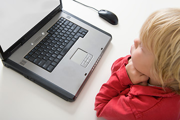 Image showing Boy behind laptop