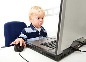 Image showing Young Boy Using Laptop