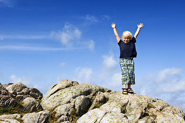 Image showing boy reaching top