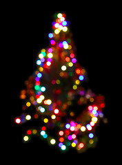 Image showing christmas fir with defocused lightings