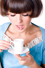 Image showing woman with cup of coffee 