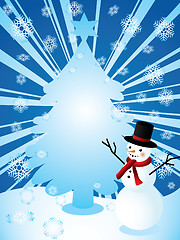 Image showing Snowman and christmas tree
