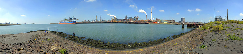 Image showing Pier and Steelworks Panorama