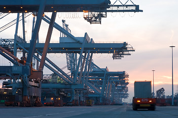 Image showing Container Terminal at dusk