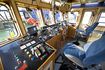 Image showing The wheelhouse of a fire boat