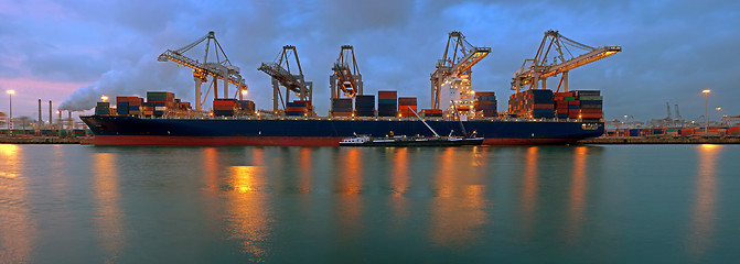 Image showing Container terminal at night